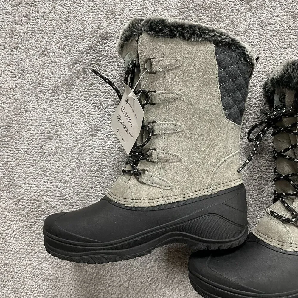 Magellan Outdoors Womens Suede Pac Outdoor Boots Size 6 B Gray Black New NWT
